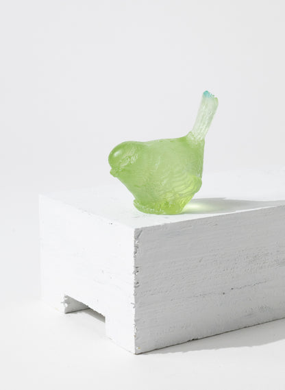 Pale Olive Glass Bird