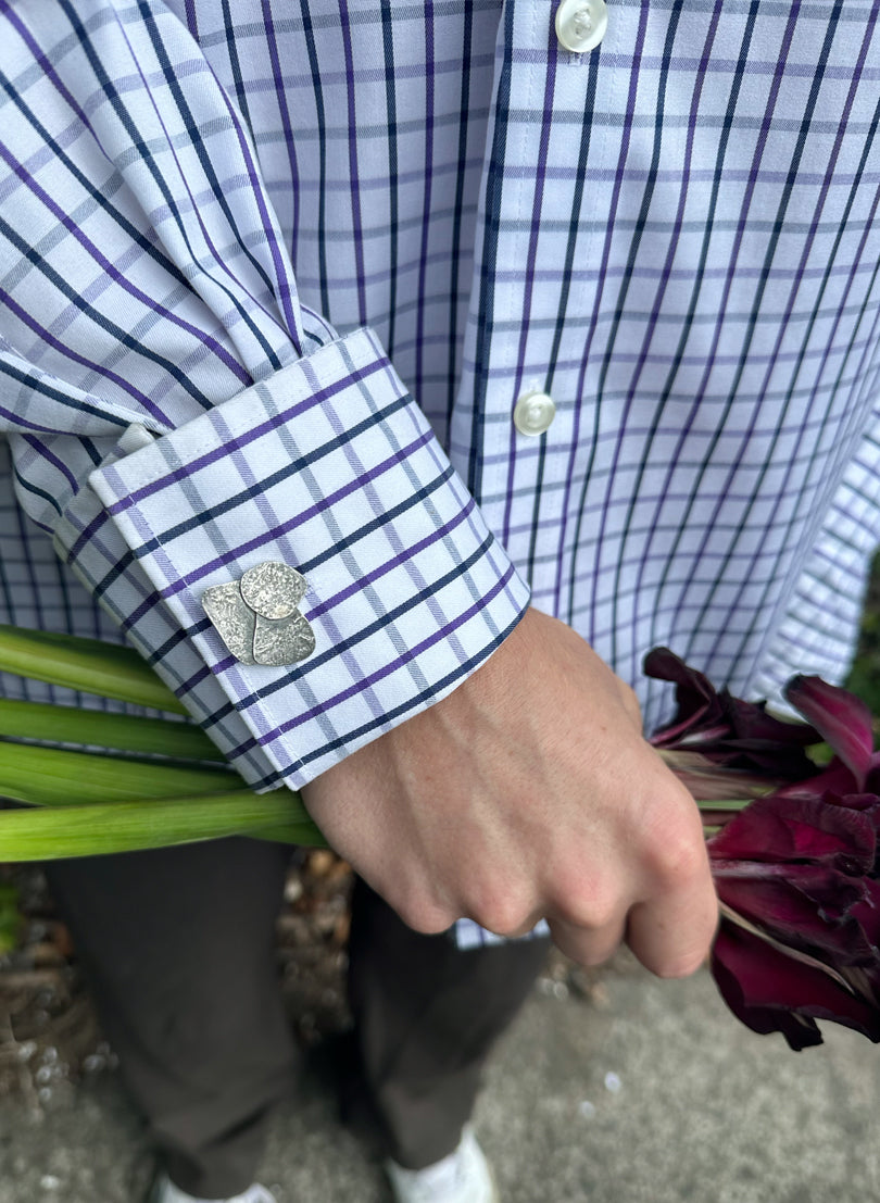 Riverbed Cufflinks - Oxidised Sterling Silver