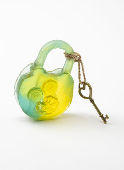 Old Glass Padlock With Cog
