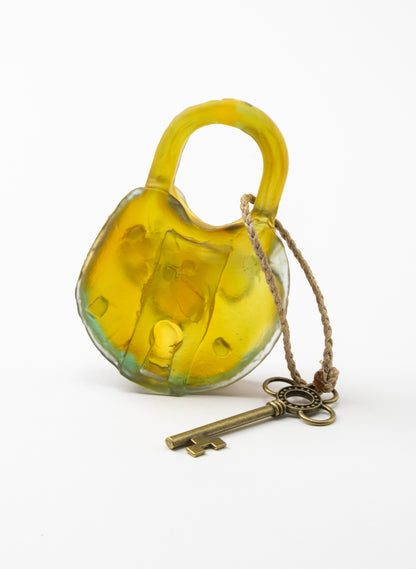 Old Glass Padlock With Cog