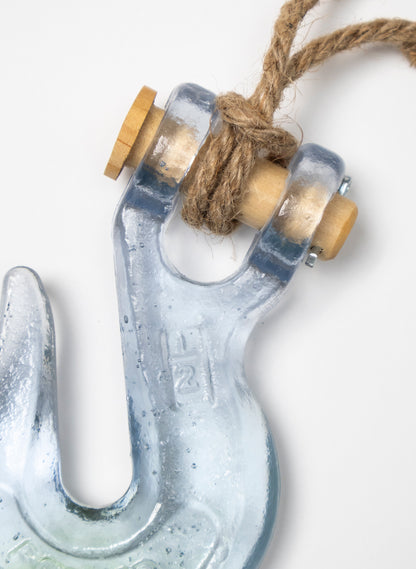 Blue Glass Hook Wooden Pin