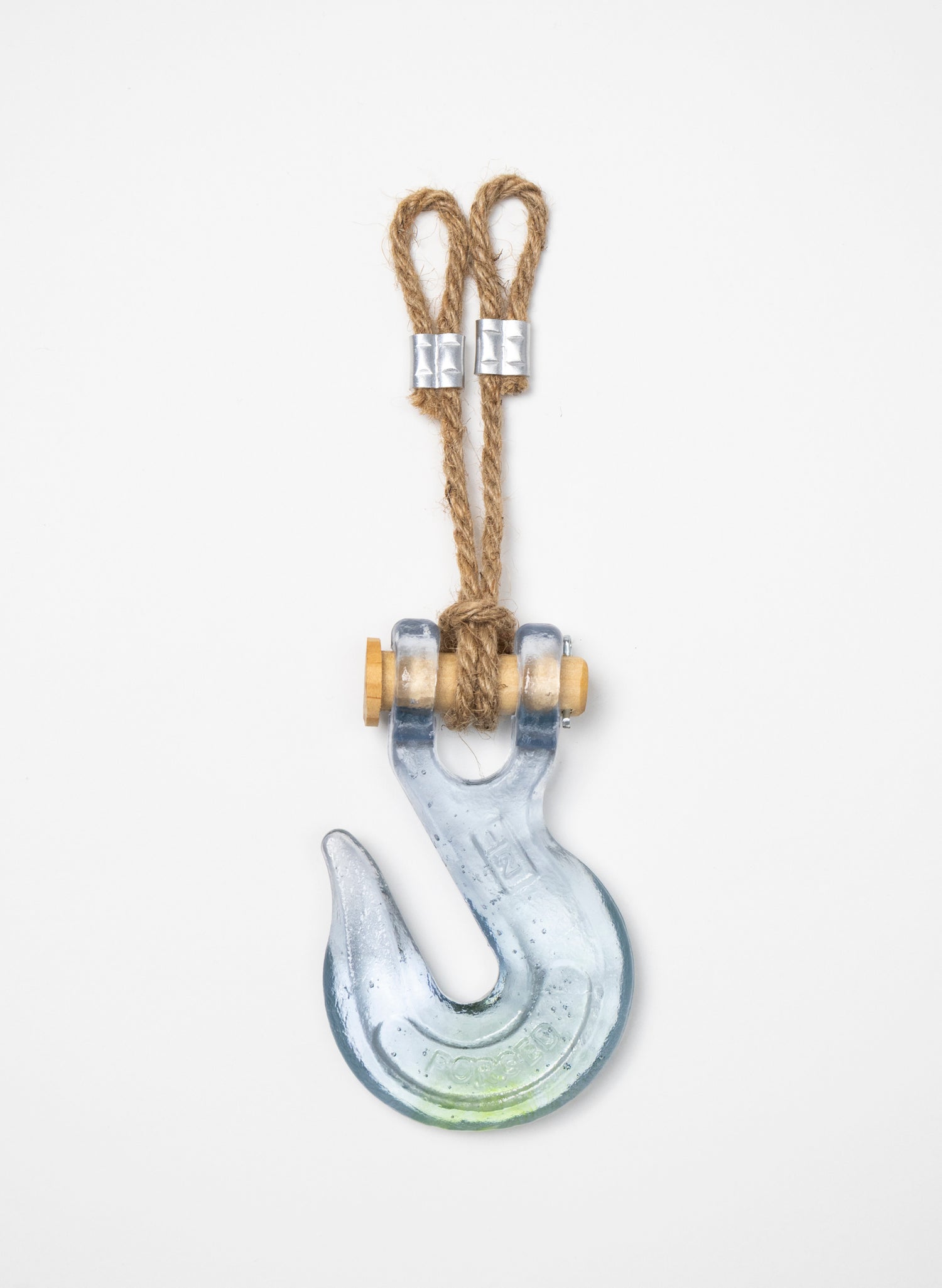 Blue Glass Hook Wooden Pin