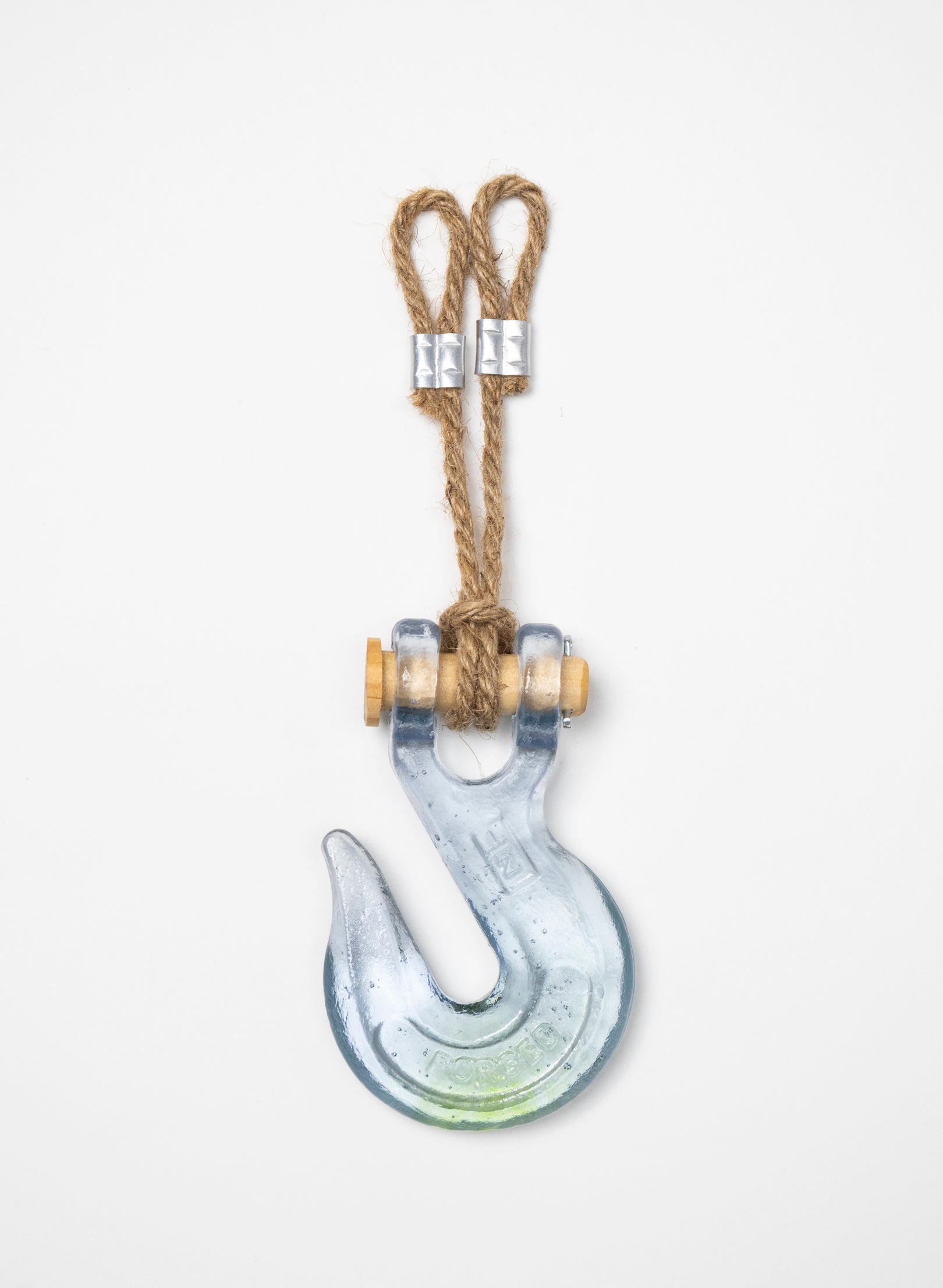 Blue Glass Hook Wooden Pin