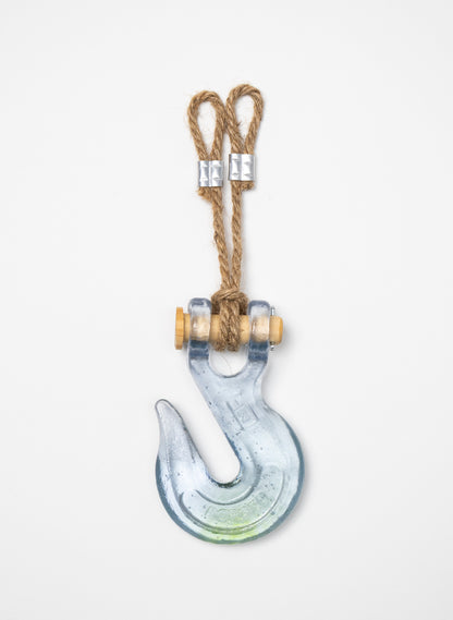 Blue Glass Hook Wooden Pin