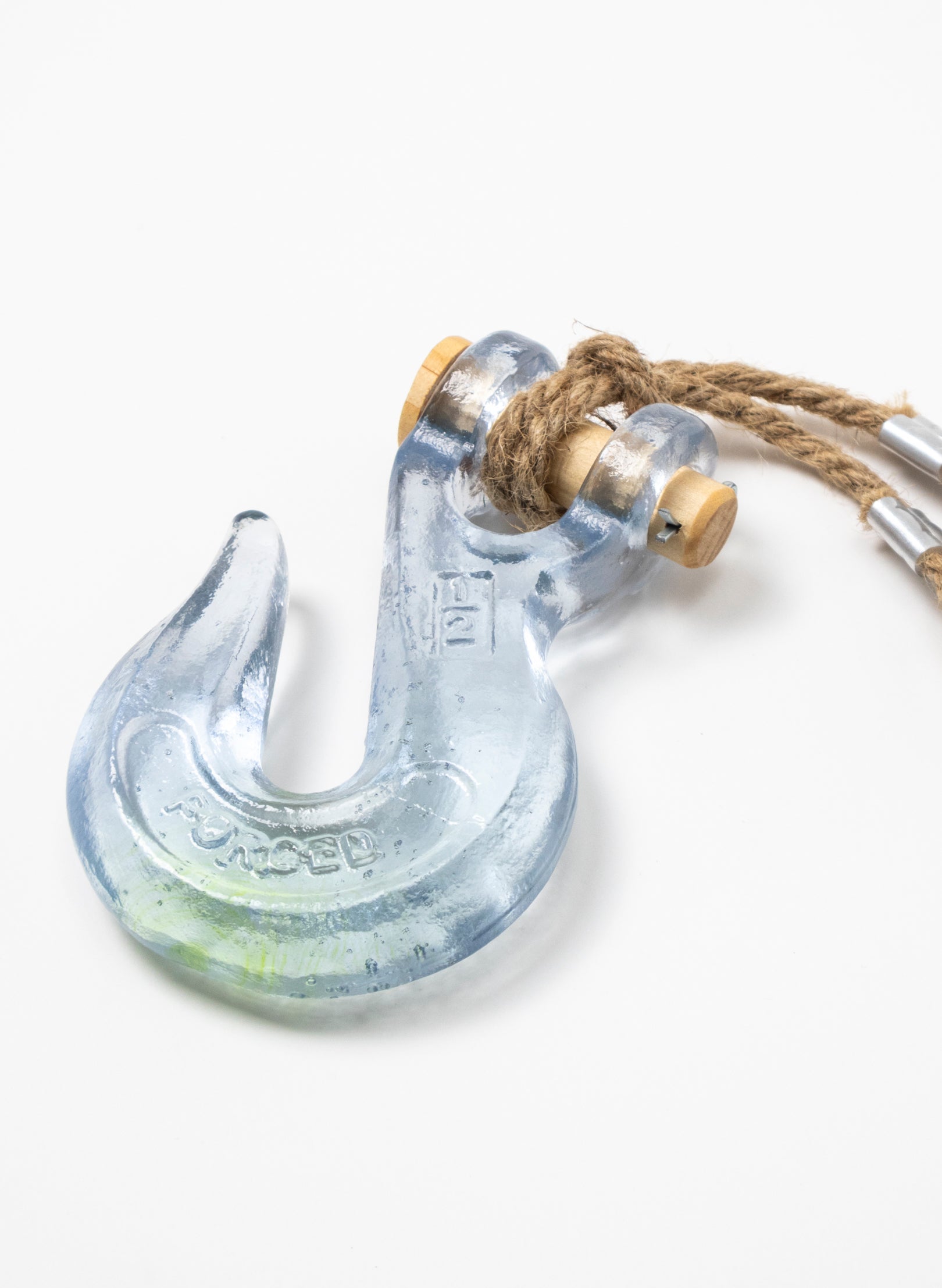 Blue Glass Hook Wooden Pin