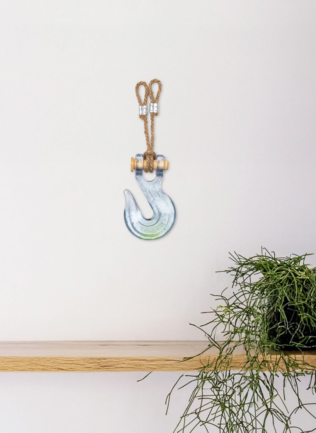 Blue Glass Hook Wooden Pin