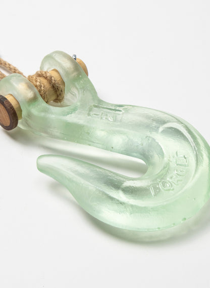 Green Glass Hook Wooden Pin