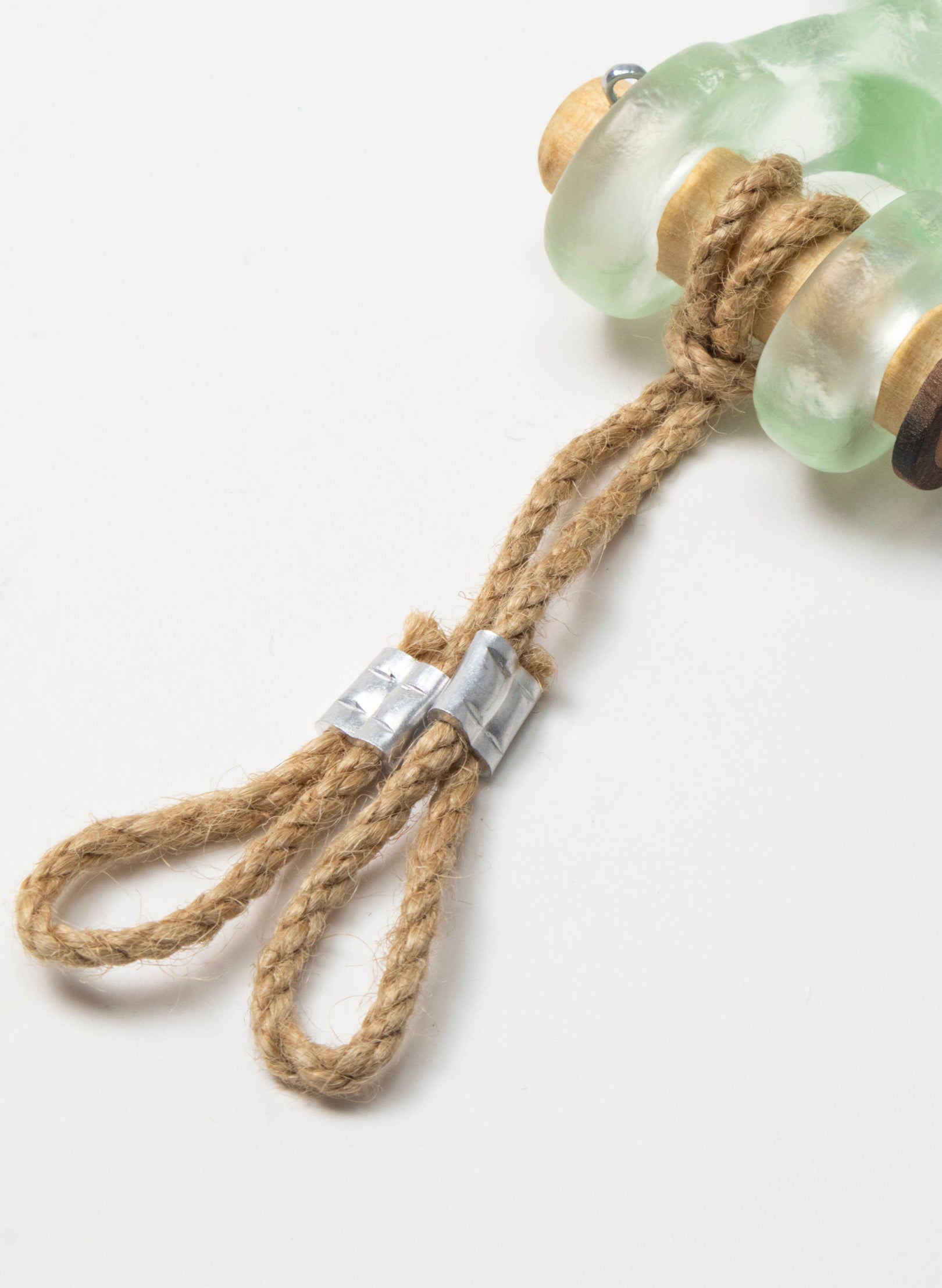 Green Glass Hook Wooden Pin