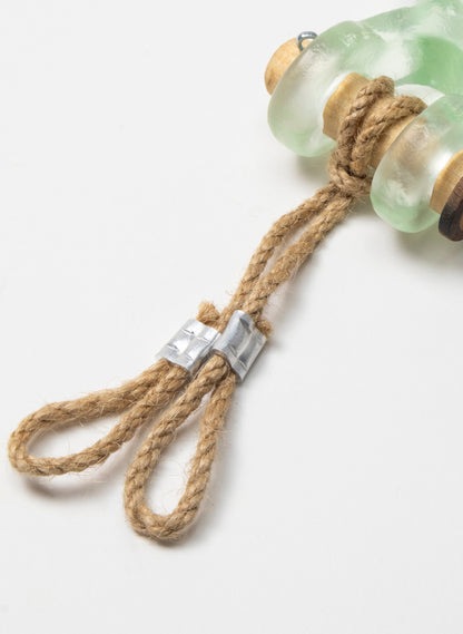 Green Glass Hook Wooden Pin