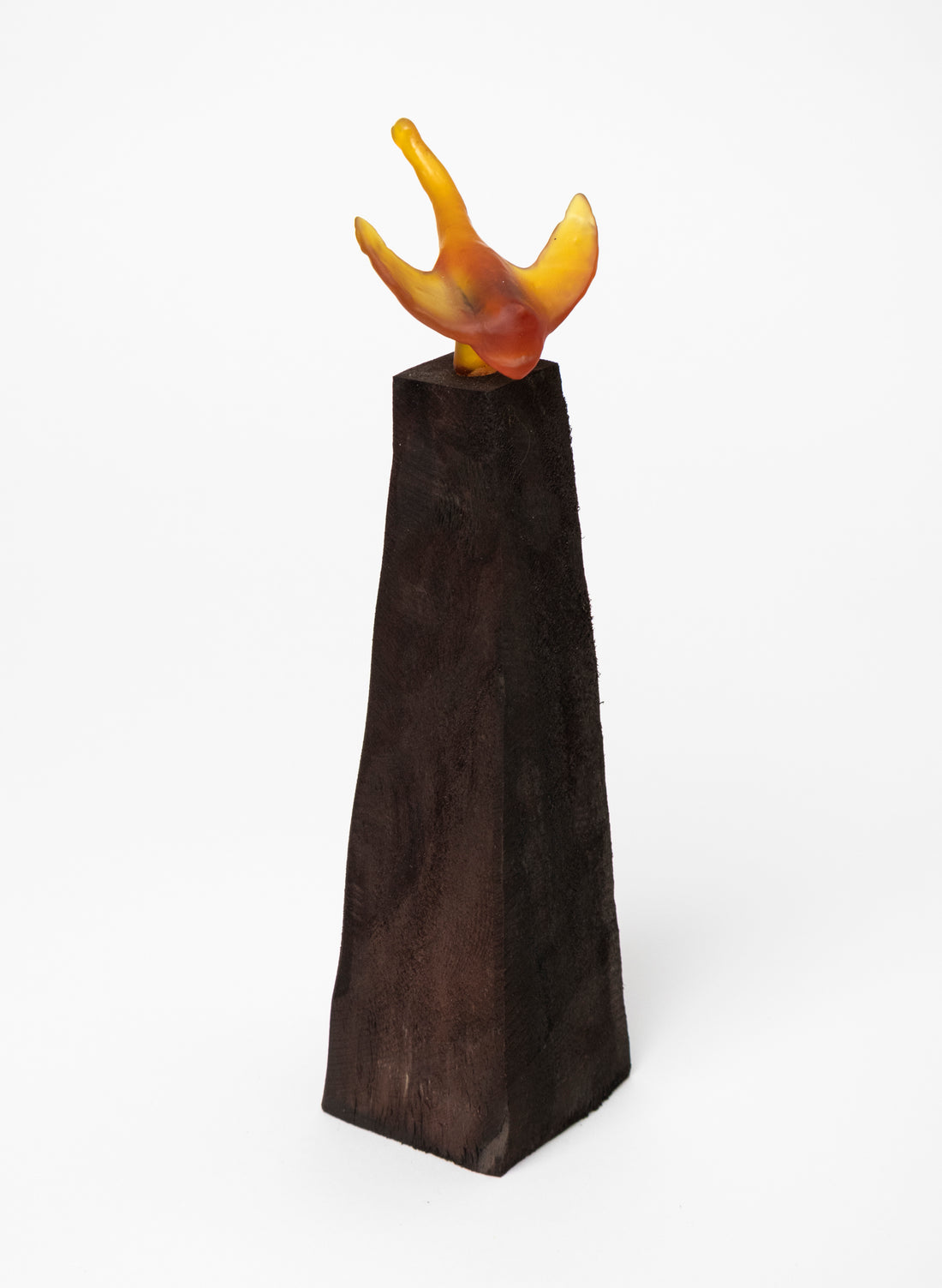 Glass Stingray on Wooden Plinth