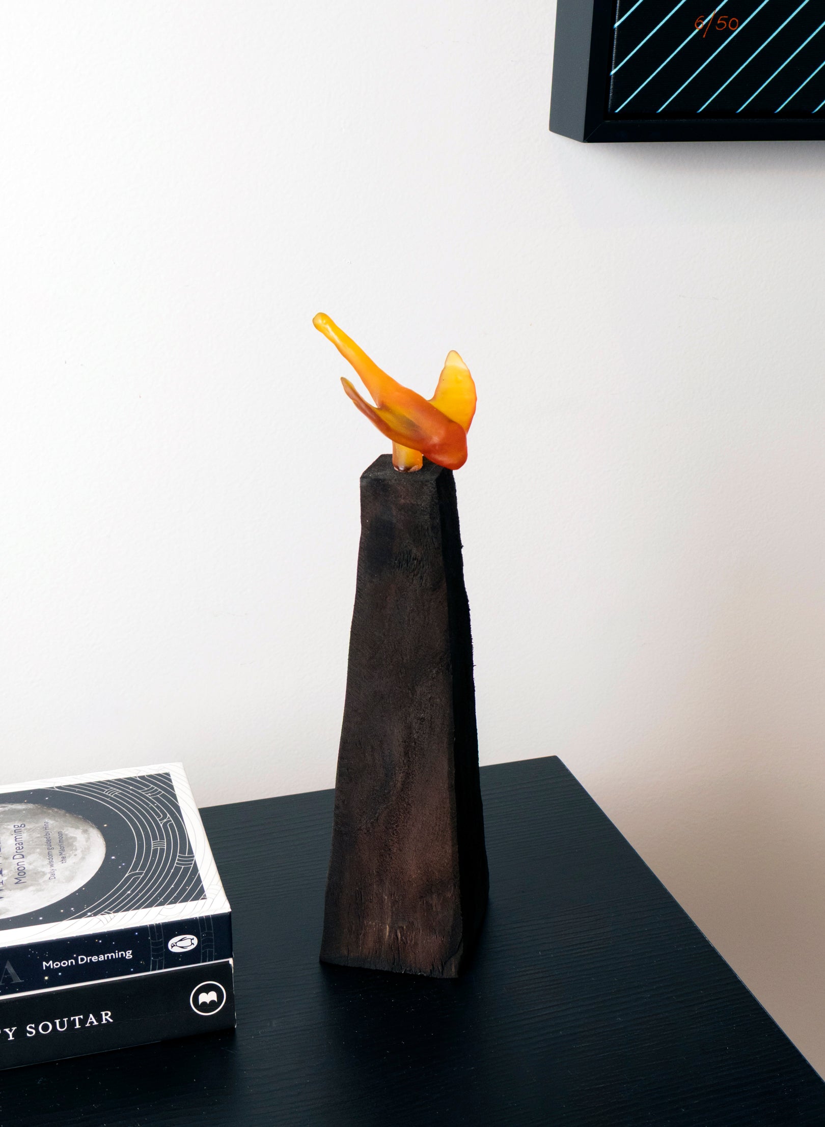 Glass Stingray on Wooden Plinth