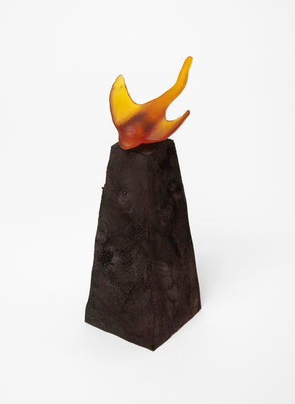 Glass Stingray on Wooden Plinth