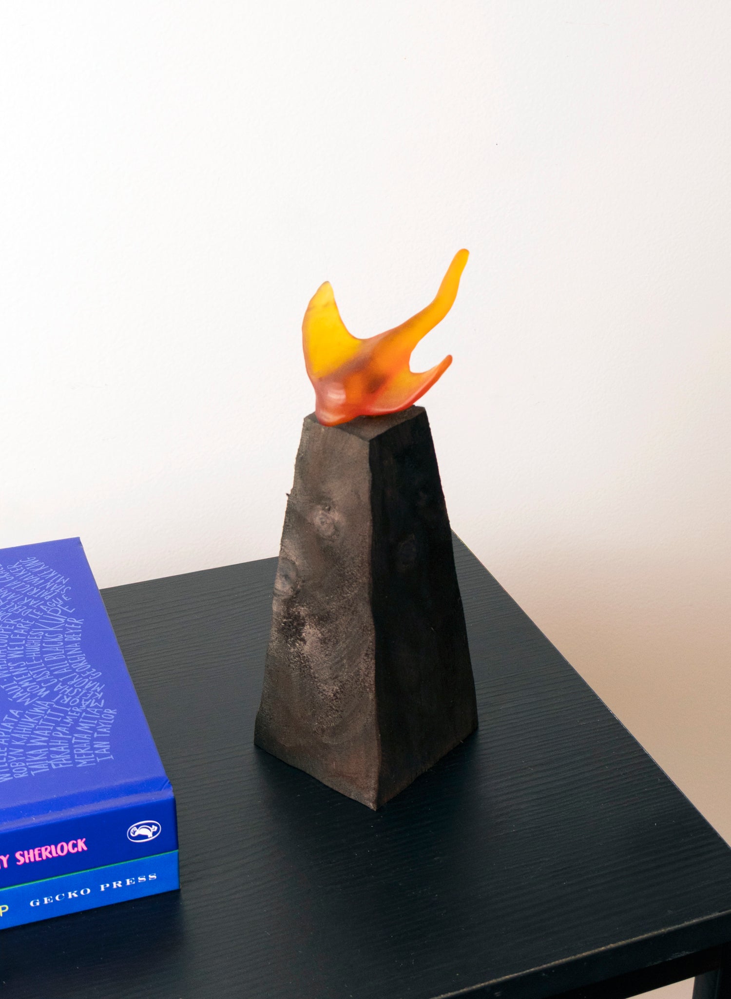 Glass Stingray on Wooden Plinth