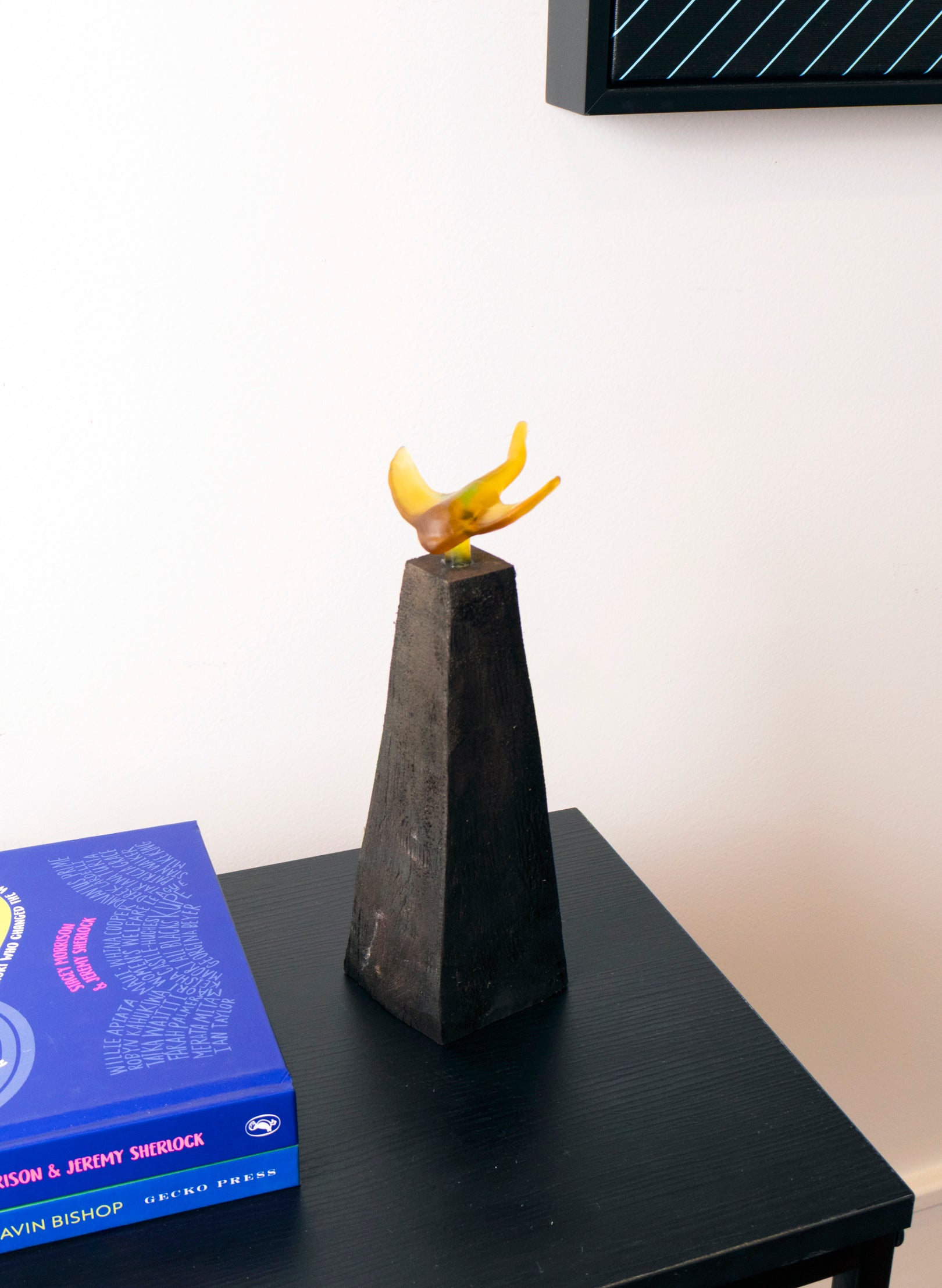 Glass Stingray on Wooden Plinth