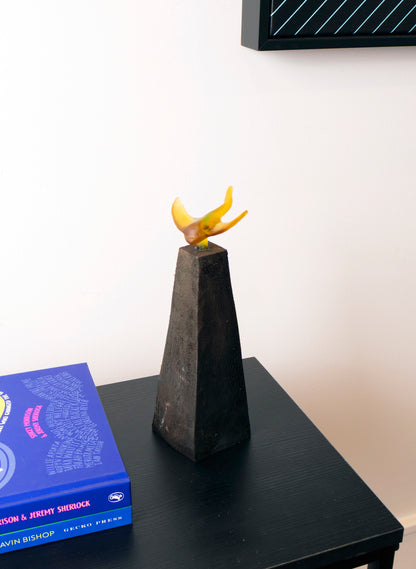 Glass Stingray on Wooden Plinth