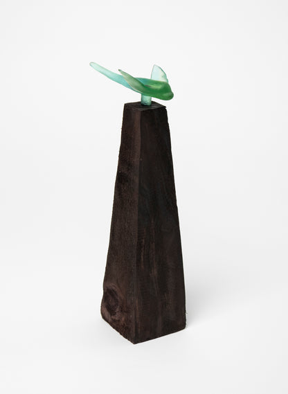 Glass Stingray on Wooden Plinth
