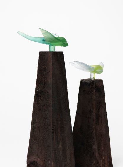 Glass Stingray on Wooden Plinth