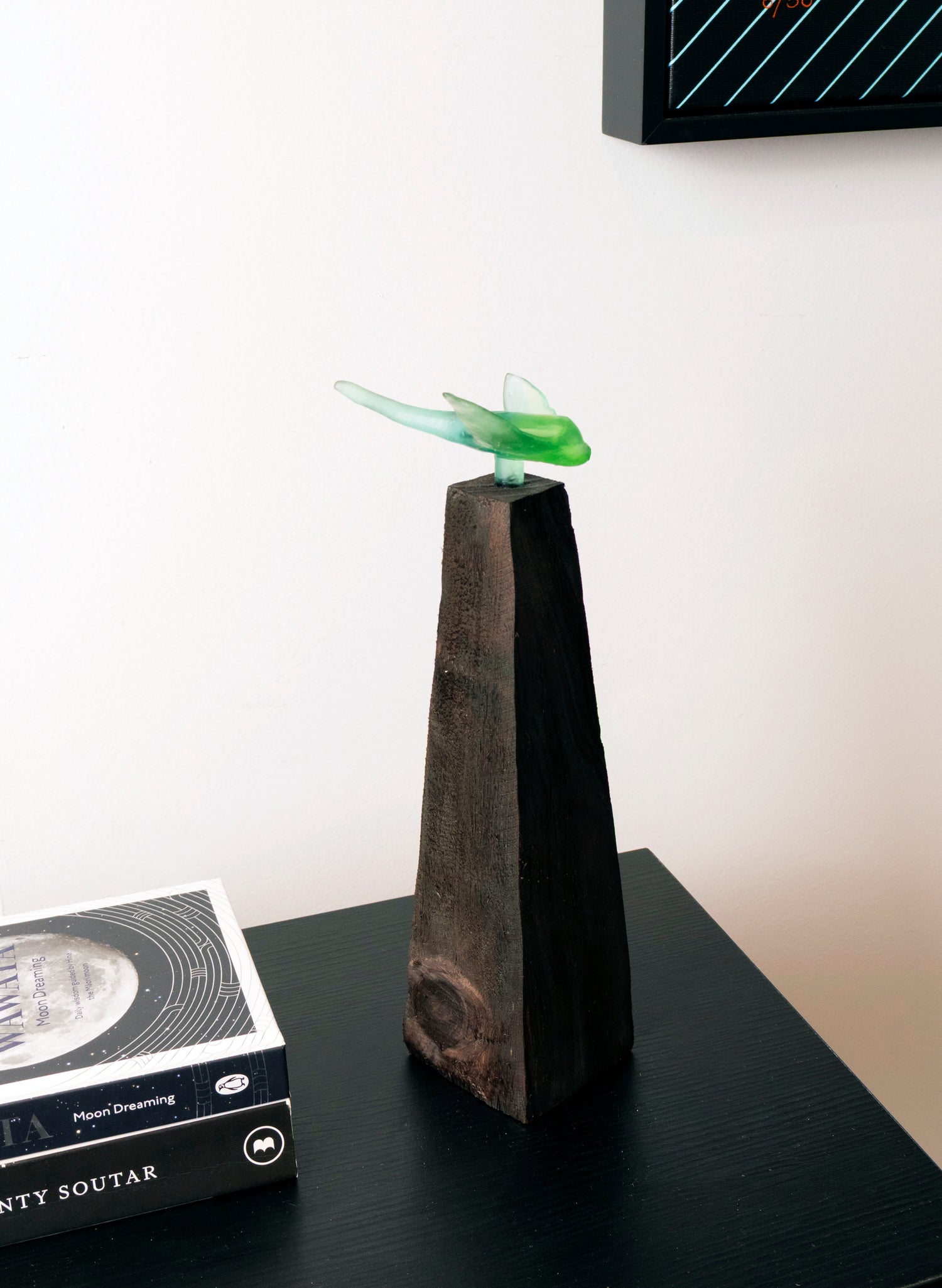 Glass Stingray on Wooden Plinth