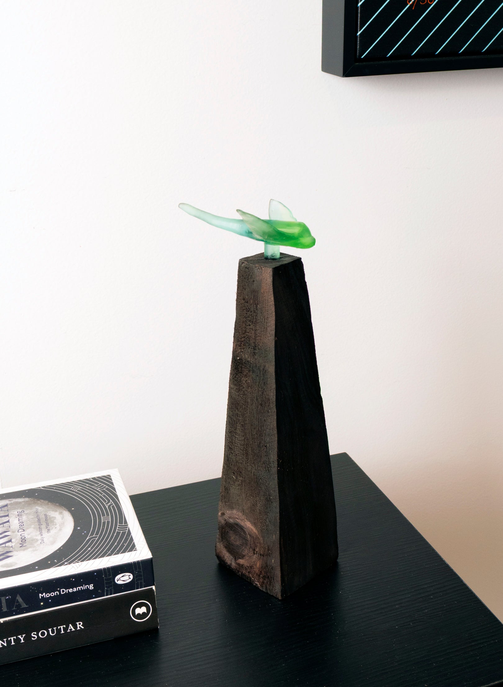 Glass Stingray on Wooden Plinth