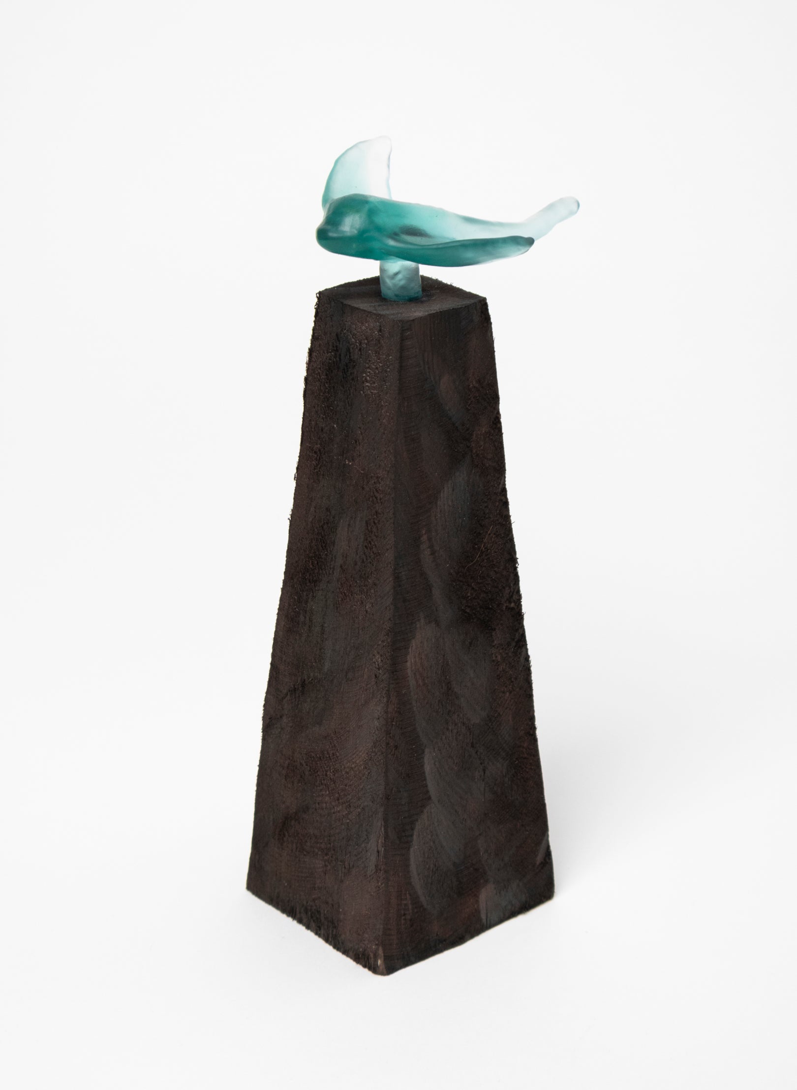 Glass Stingray on Wooden Plinth
