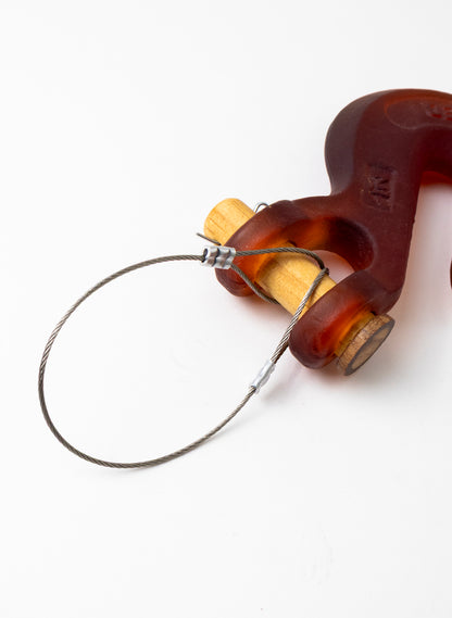 Red/Orange Glass Hook Wooden Pin