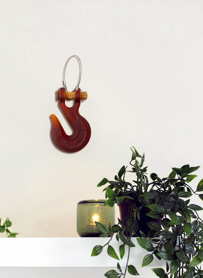 Red/Orange Glass Hook Wooden Pin