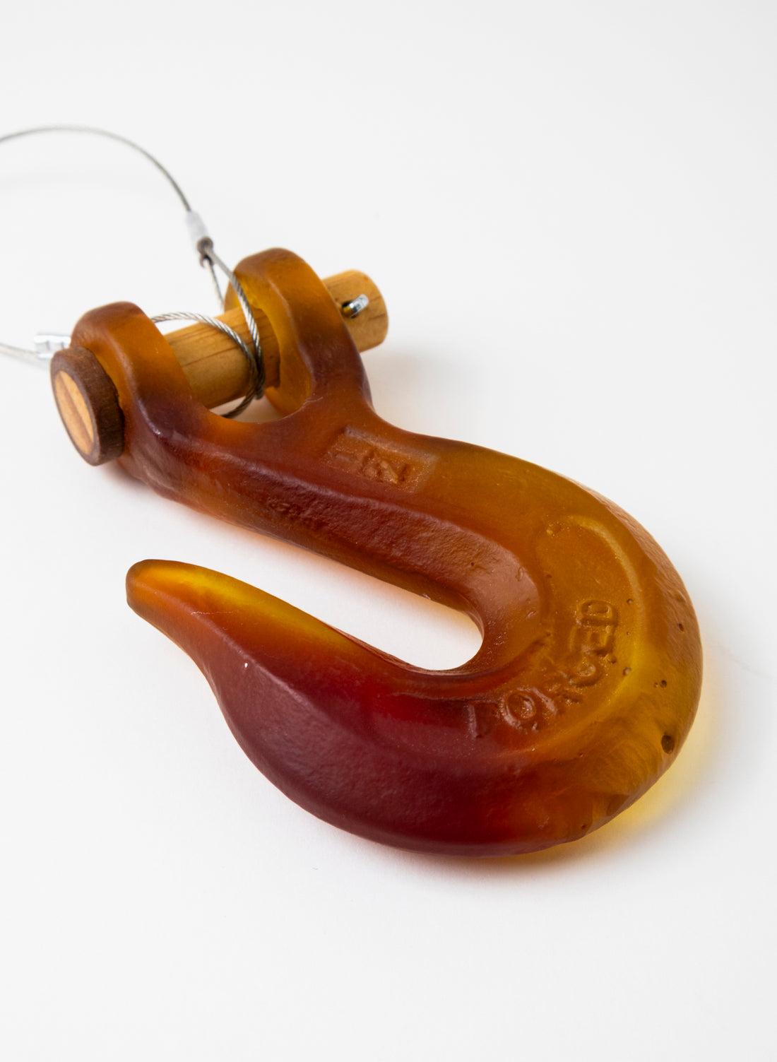 Orange/Red Glass Hook Wooden Pin
