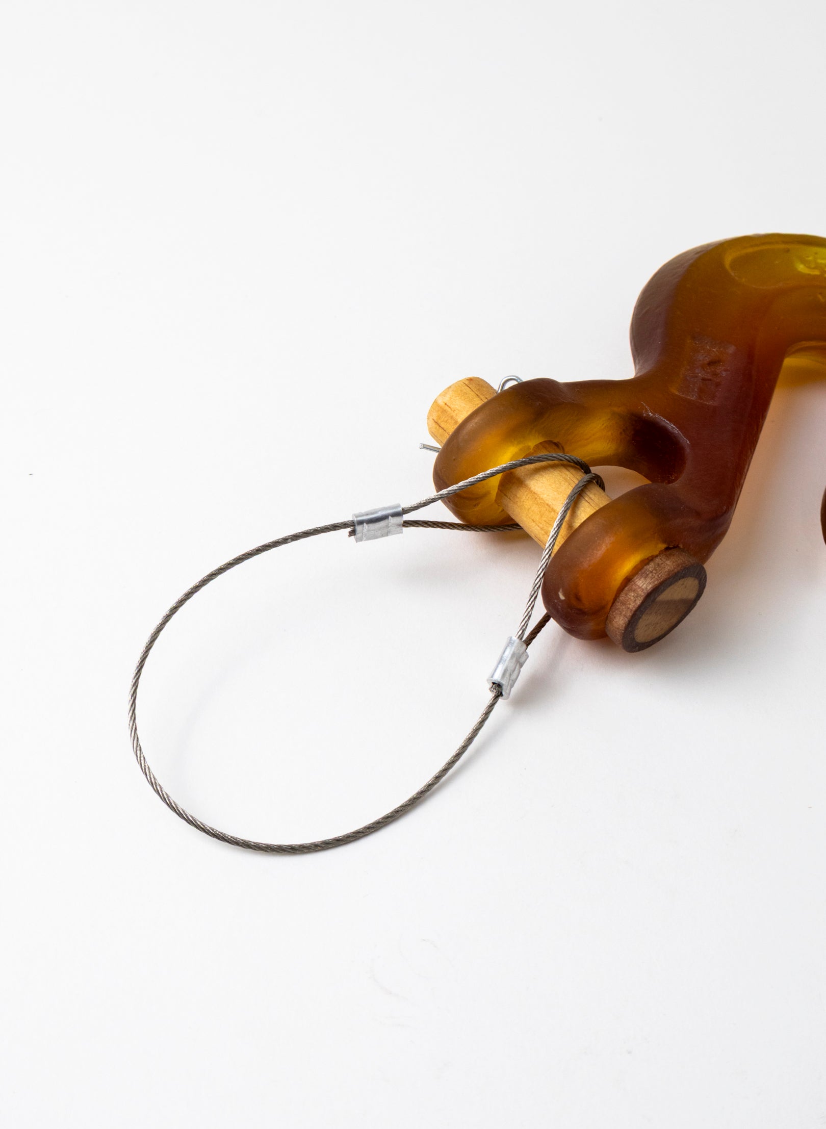 Orange/Red Glass Hook Wooden Pin
