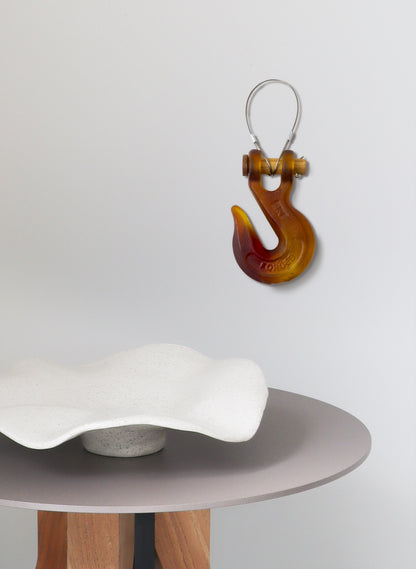 Orange/Red Glass Hook Wooden Pin