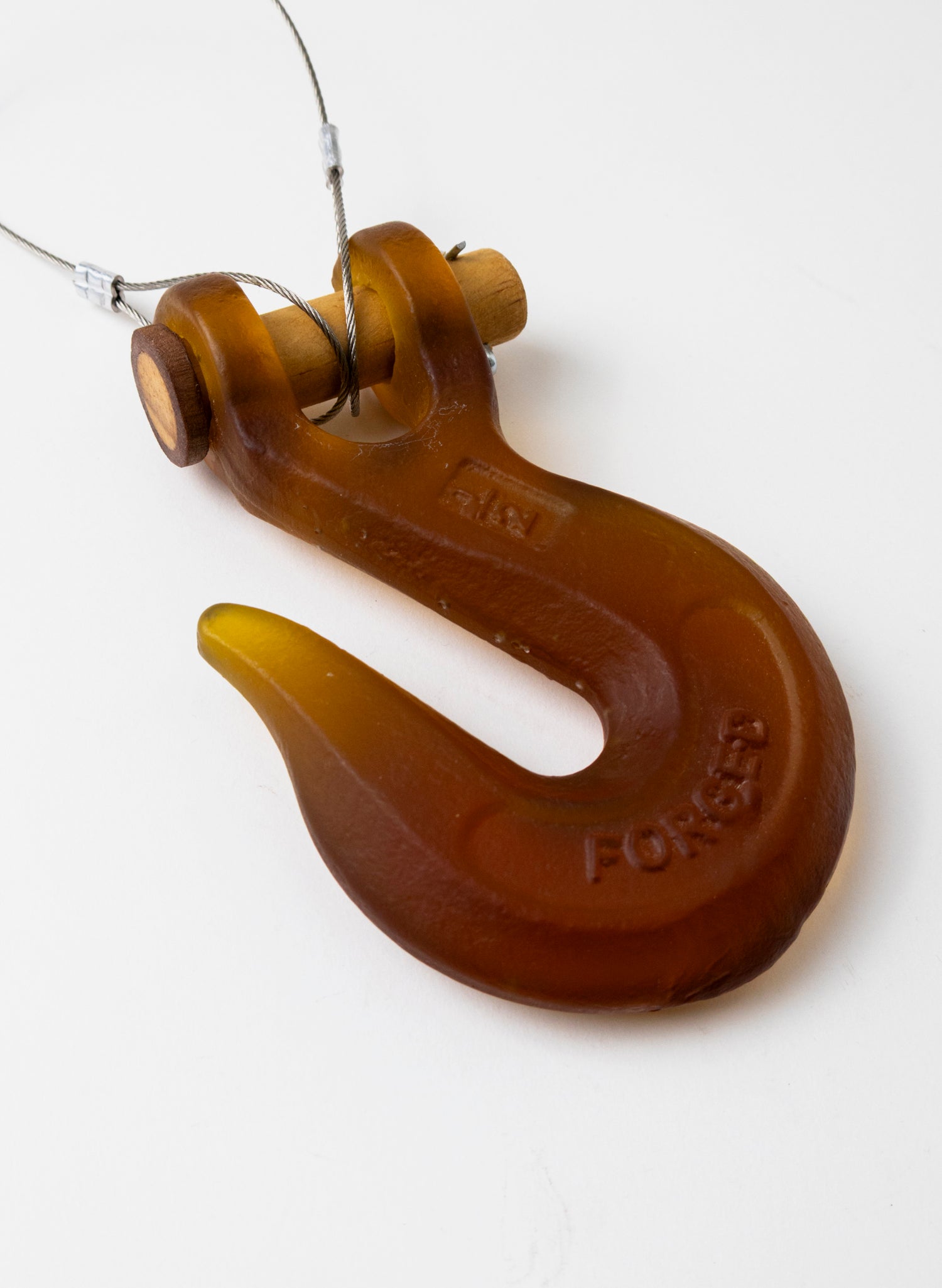 Orange/Red Glass Hook Wooden Pin