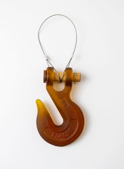 Orange/Red Glass Hook Wooden Pin