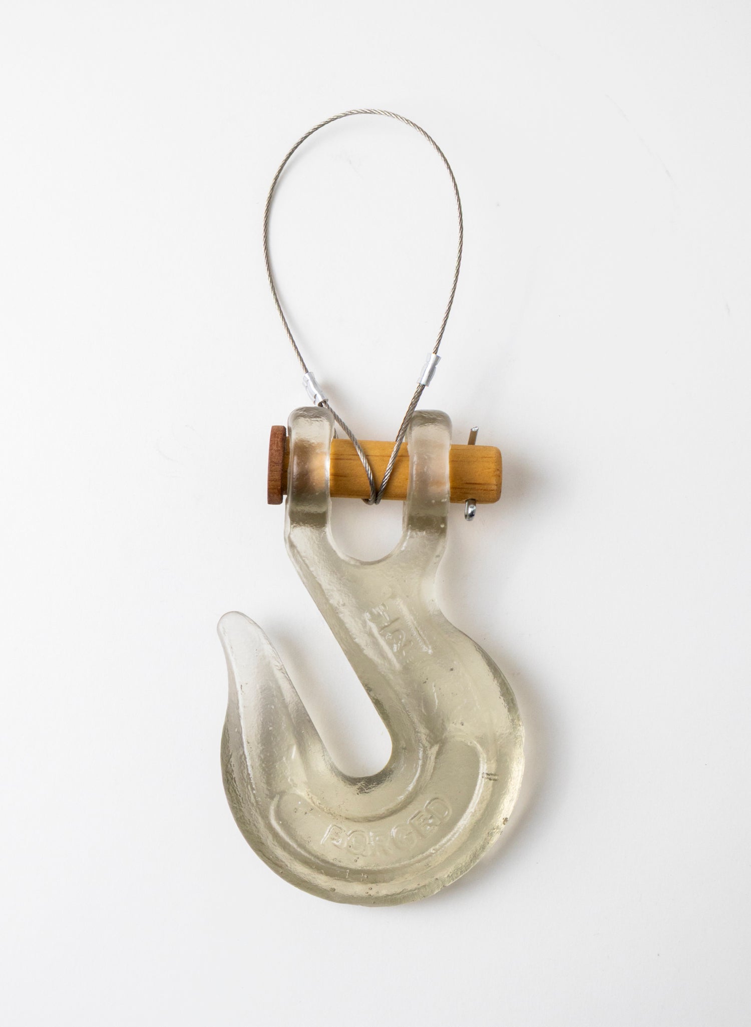 Grey Glass Hook Wooden Pin