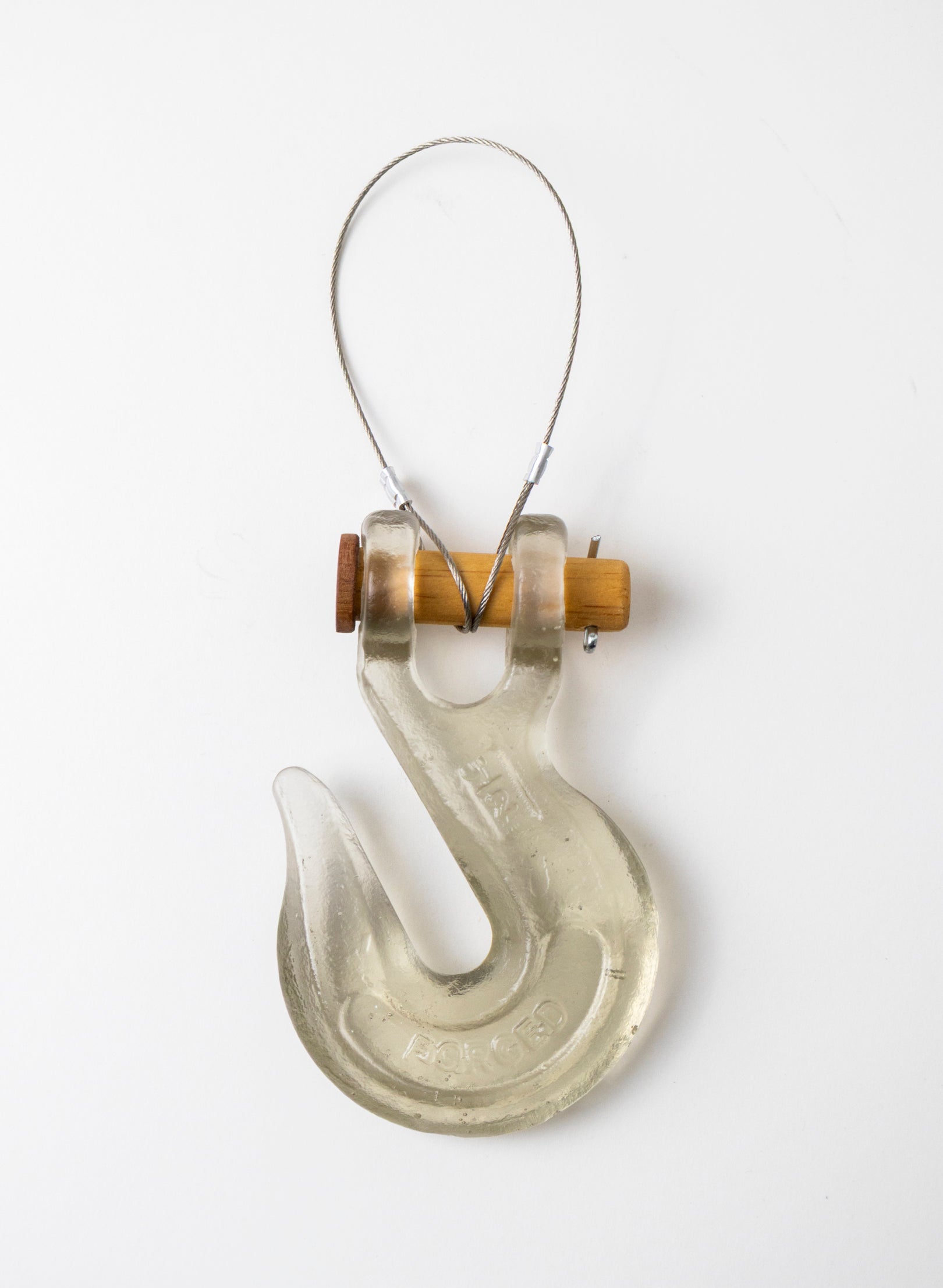 Grey Glass Hook Wooden Pin