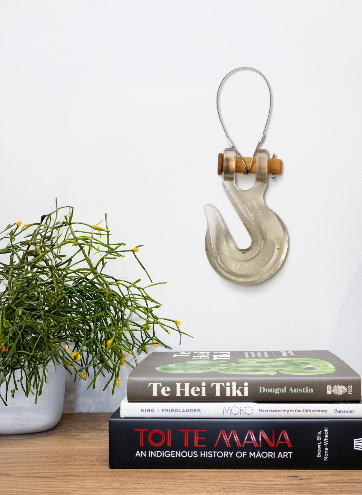 Grey Glass Hook Wooden Pin