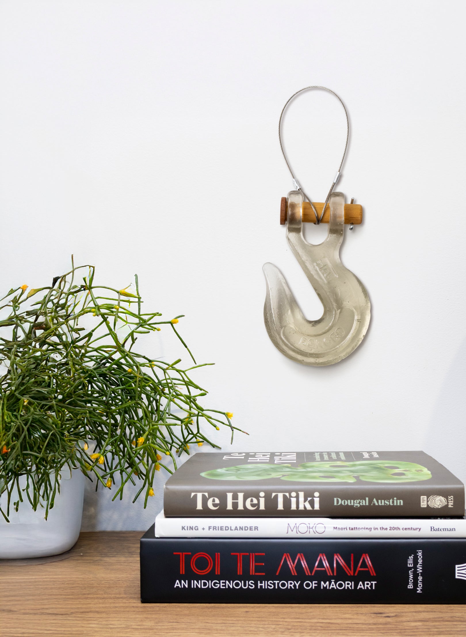 Grey Glass Hook Wooden Pin