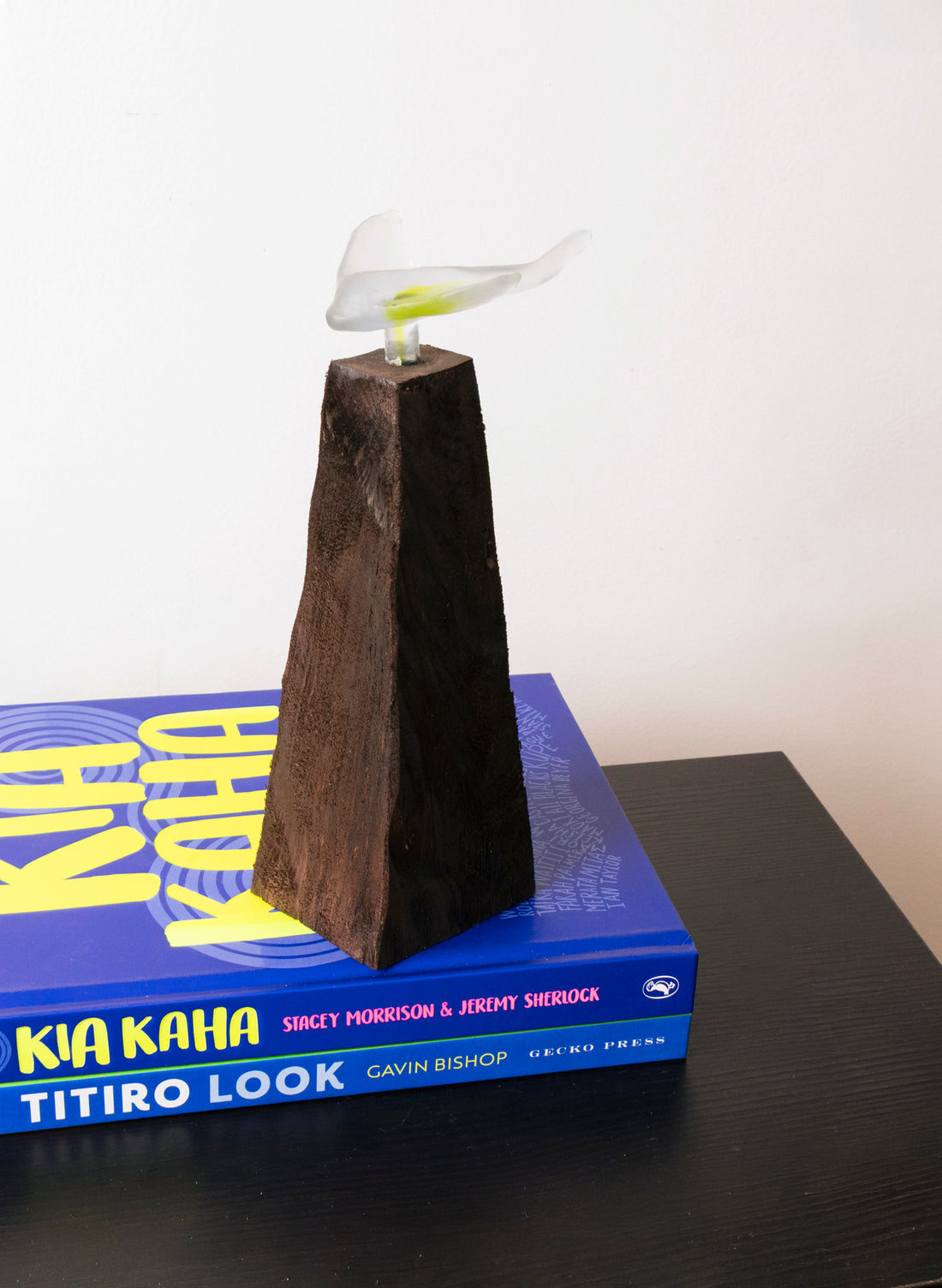 Glass Stingray on Wooden Plinth