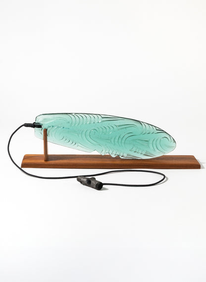 Large Jade Pūrerehua on a Rosewood Base