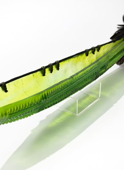 Olive Green Seed Pod with Pākati Haehae Design