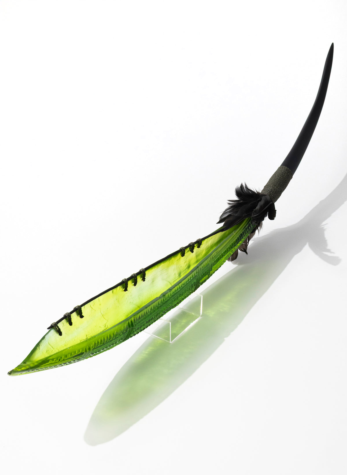 Olive Green Seed Pod with Pākati Haehae Design
