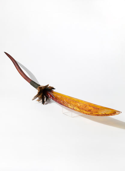 Orange Red Seed Pod with Pūhoro Design