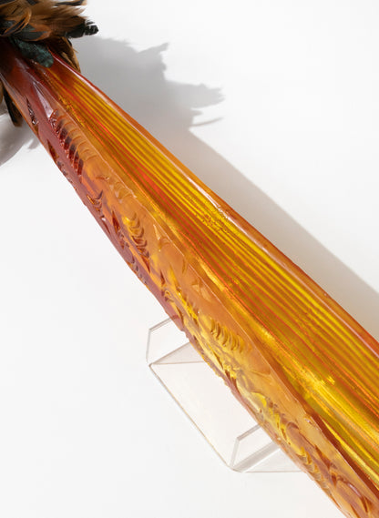 Orange Red Seed Pod with Pūhoro Design
