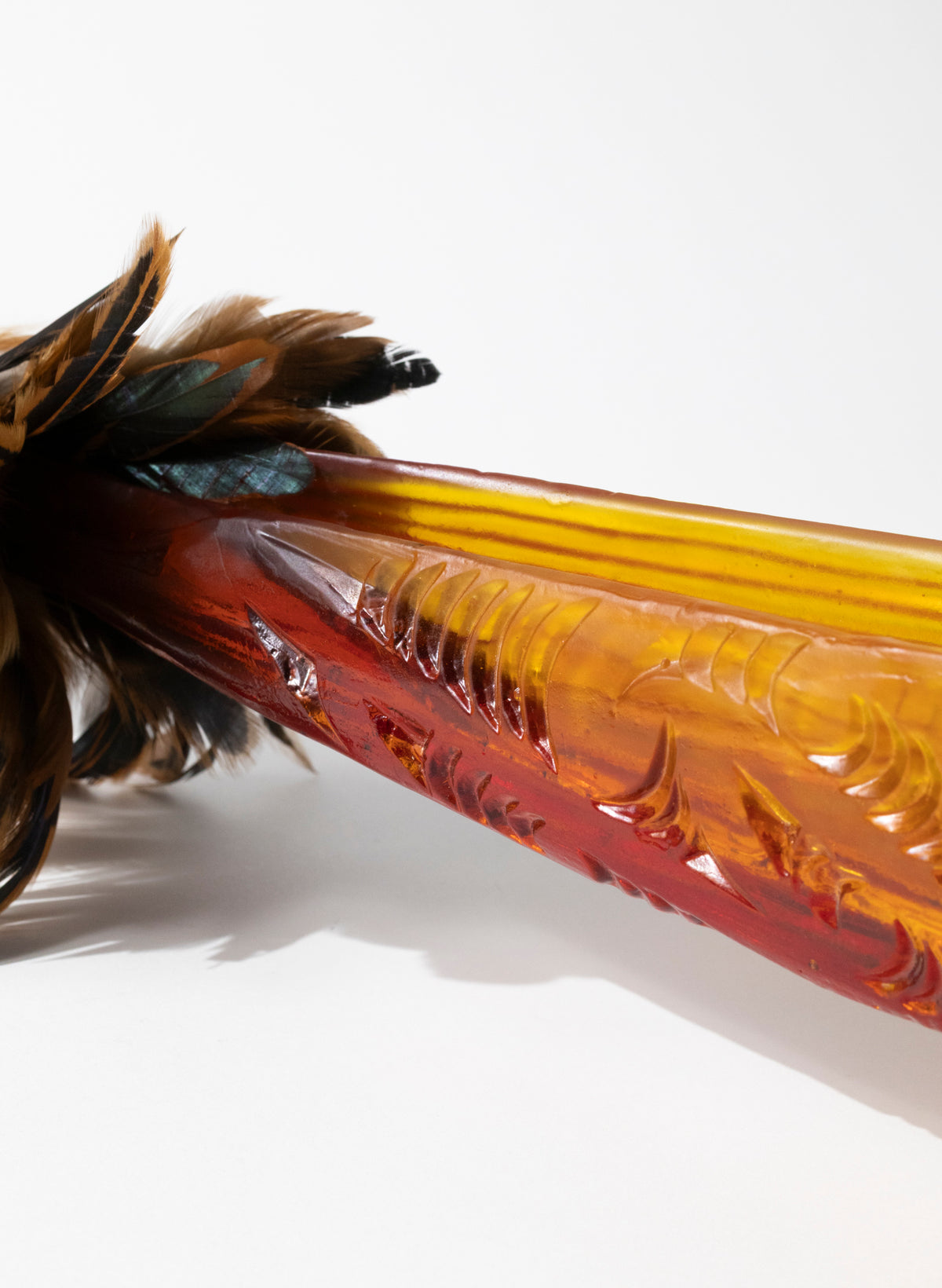 Orange Red Seed Pod with Pūhoro Design