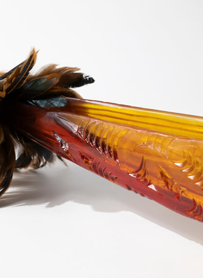 Orange Red Seed Pod with Pūhoro Design