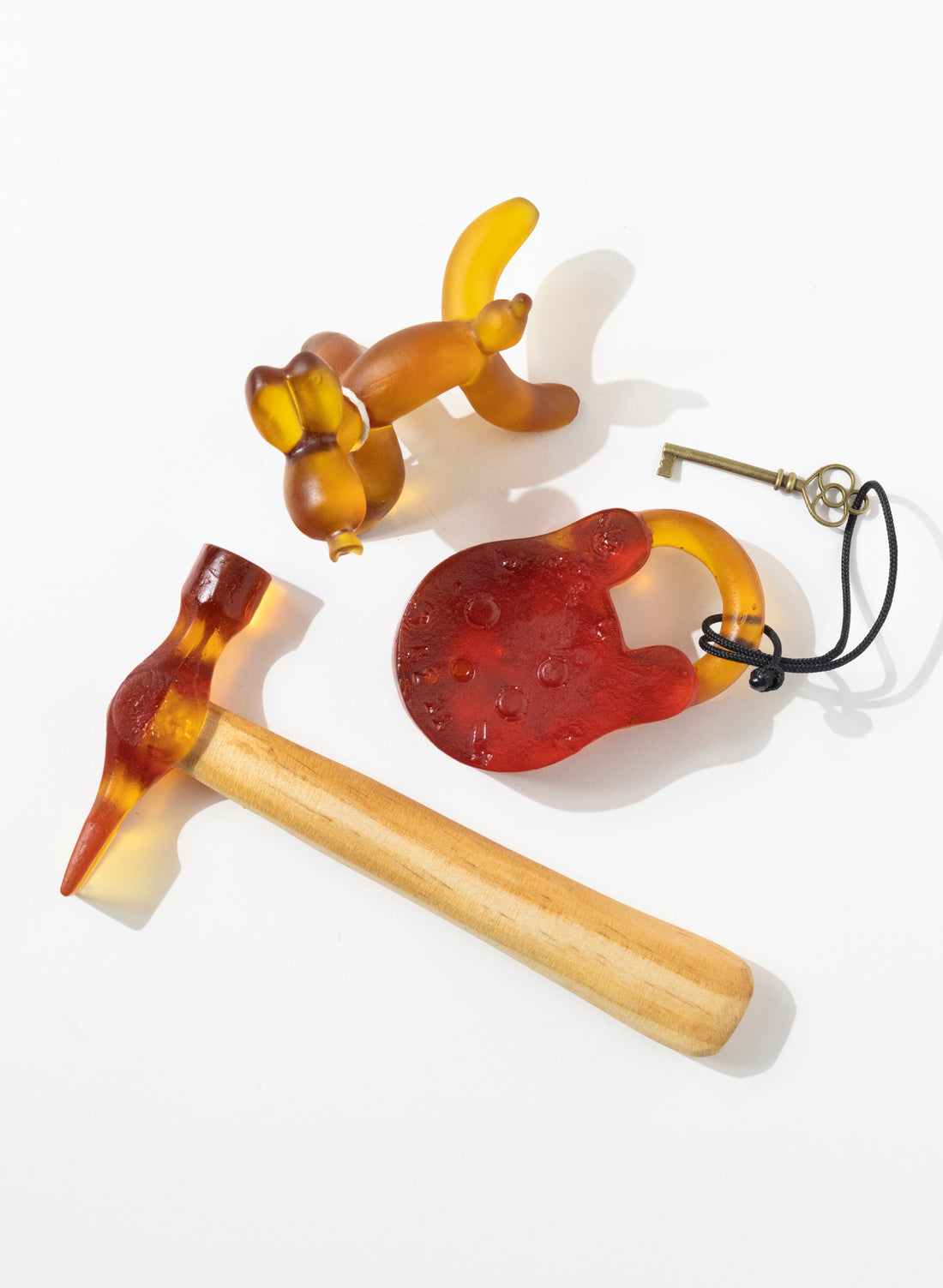 Orange Red Coloured Glass Closed Padlock