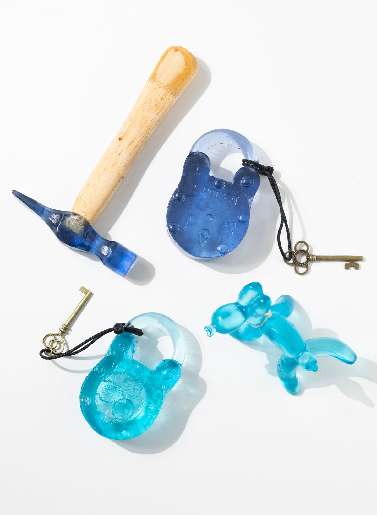 Copper Blue Coloured Glass Open Padlock
