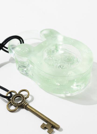 Lagoon Coloured Glass Open Padlock