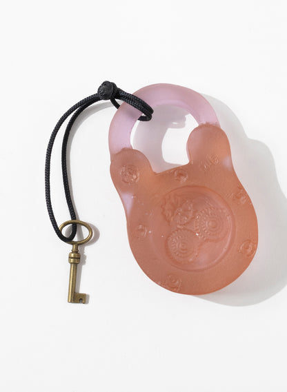Rose Coloured Glass Open Padlock