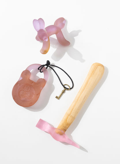 Rose Coloured Glass Open Padlock
