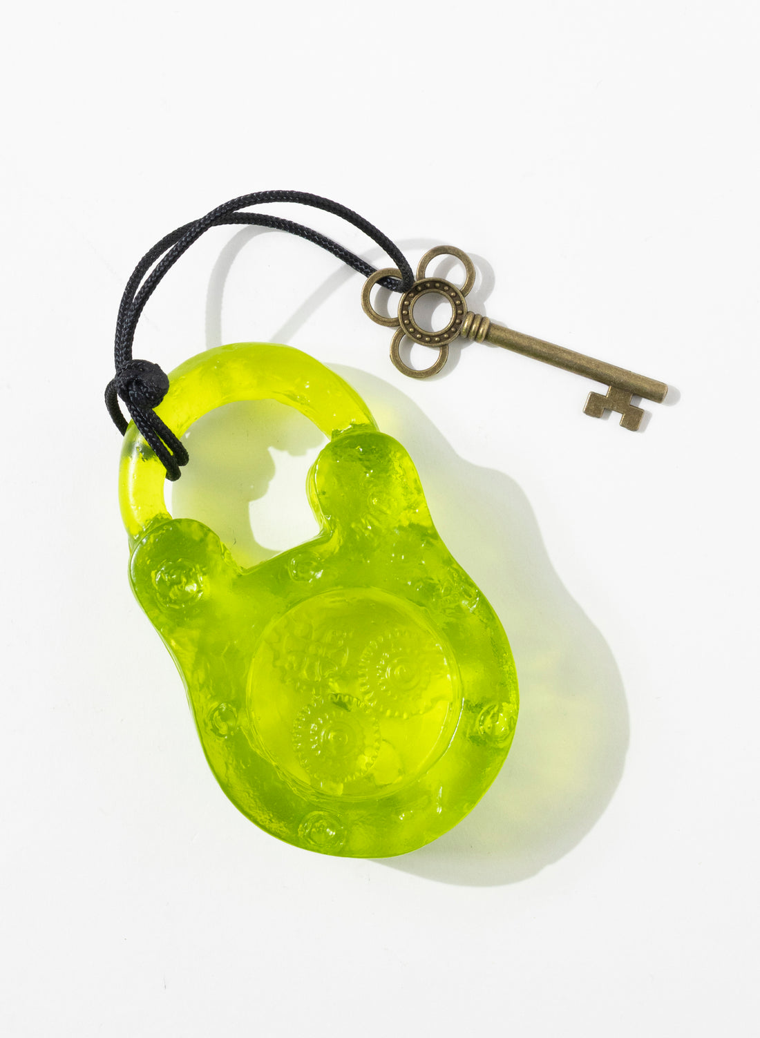 Lime Coloured Glass Open Padlock
