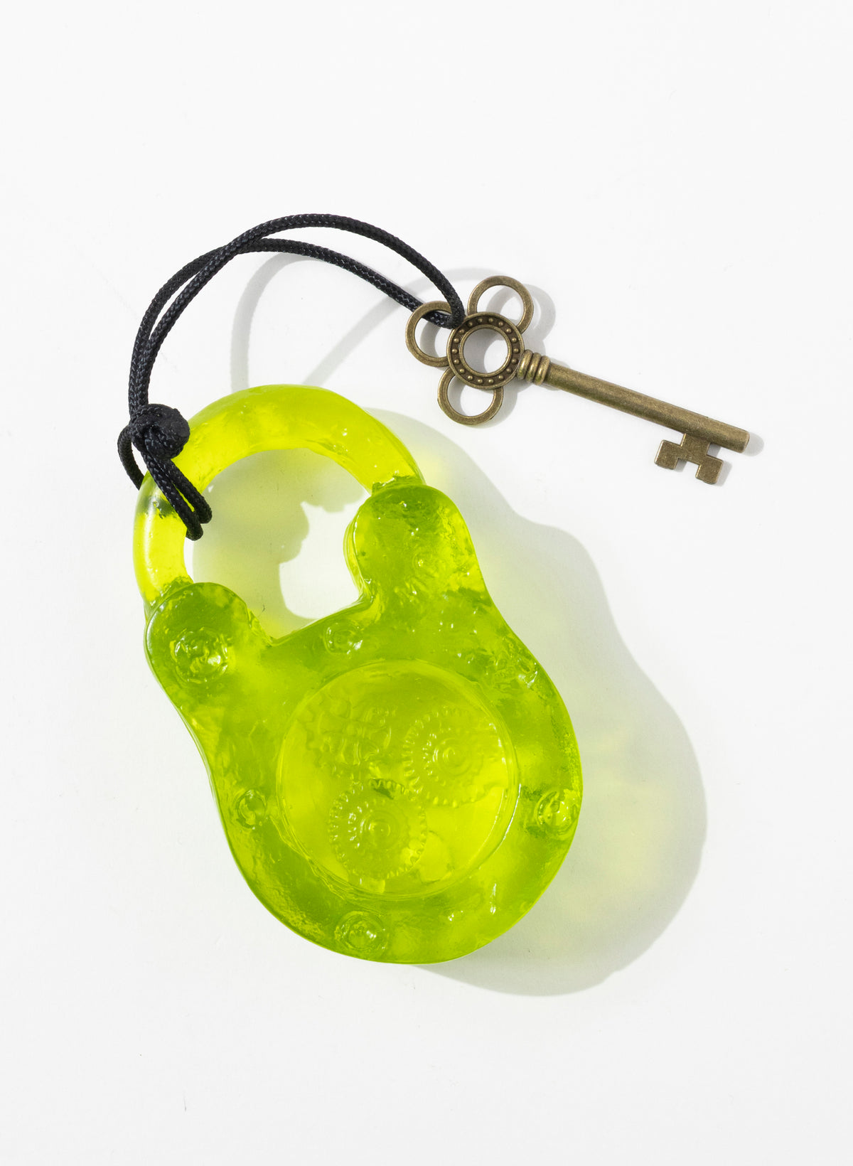 Lime Coloured Glass Open Padlock